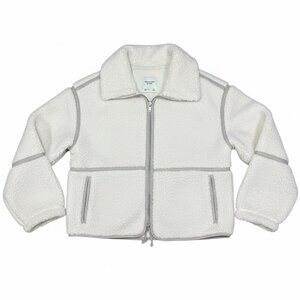 Size Small Abercrombie & Fitch White Sherpa Fleece Full Zip Jacket